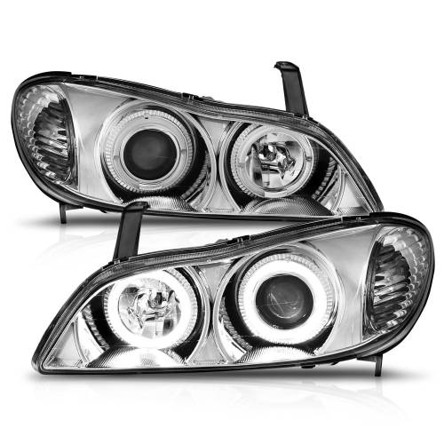 Anzo USA - 121078 | Anzo USA Projector Headlights w/ Halo Chrome (2000-2001 I-30 | 2002-2004 I-35)