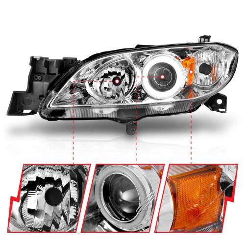 Anzo USA - 121211 | Anzo USA Projector Headlights w/ Halos Chrome (2004-2008 3 4 Door)