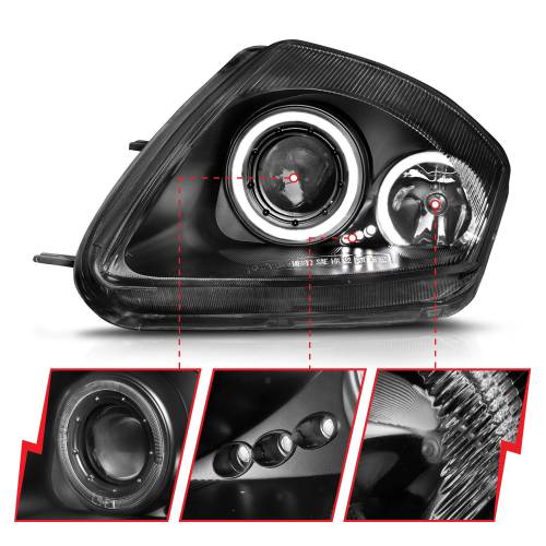 Anzo USA - 121332 | Anzo USA Projector Headlights w/ Halo Black (2000-2005 Eclipse)