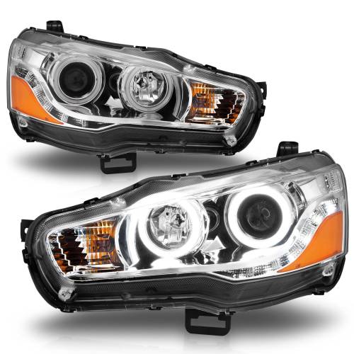 Anzo USA - 121427 | Anzo USA Projector Headlights w/ Halo Chrome (2008-2015 Lancer)