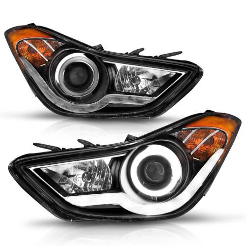 Anzo USA - 121456 | Anzo USA Projector Headlights w/ Halo Black (2011-2013 Elantra)