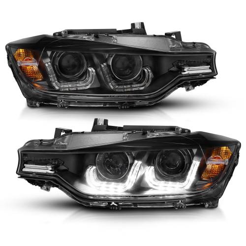 Anzo USA - 121504 | Anzo USA Projector Headlights w/ U-Bar Black (2012-2015 3 Series F30)