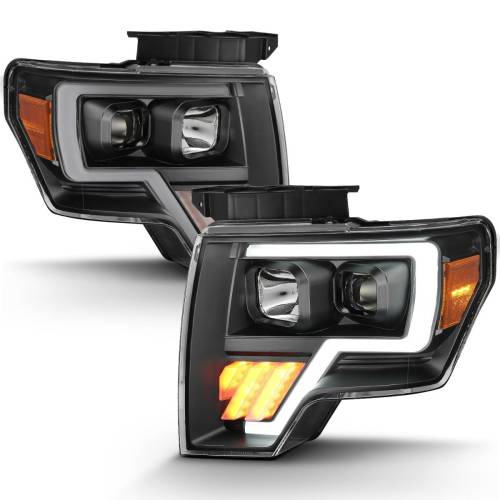 Anzo USA - 111445 | Anzo USA Projector Headlight W/light Bar G4 Black (2009-2014 F150 Pickup)
