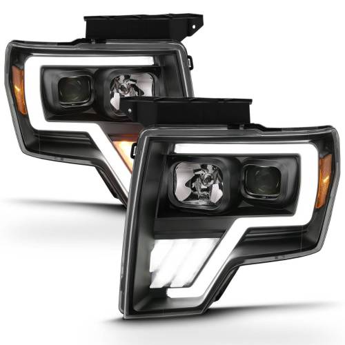 Anzo USA - 111469 | Anzo USA Projector Headlight w/ Light Bar G4  w/Switchback Black (2009-2014 F150 Pickup)