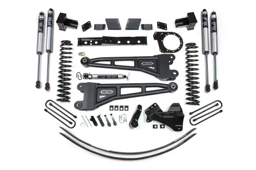 BDS Suspension - BDS1580FS | BDS Suspension 6 Inch Lift Kit With Radius Arm For Ford F-250/F-350 Super Duty 4WD | 2017-2019 | Diesel | Rear 5 Inch Block With 2 Leaf Main, Fox 2.0 Performance Series Shocks