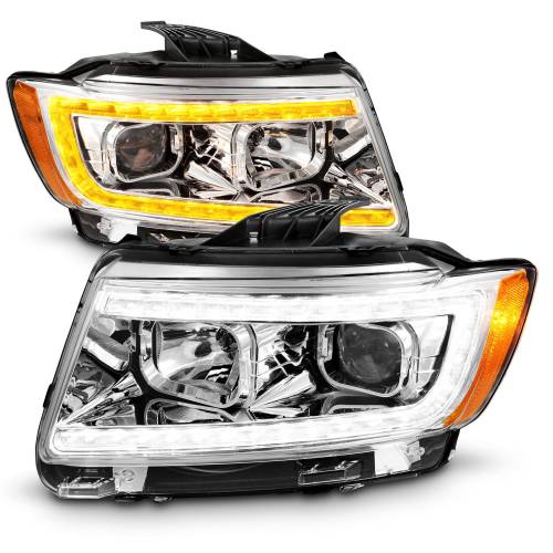 Anzo USA - 111569 | Anzo USA Projector Headlights w/ Light Bar Switchback Chrome Housing (2011-2013 Grand Cherokee)