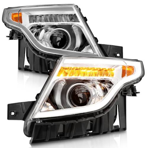 Anzo USA - 111576 | Anzo USA Projector Headlights w/ Light Bar Chrome Housing (2011-2015 Explorer)