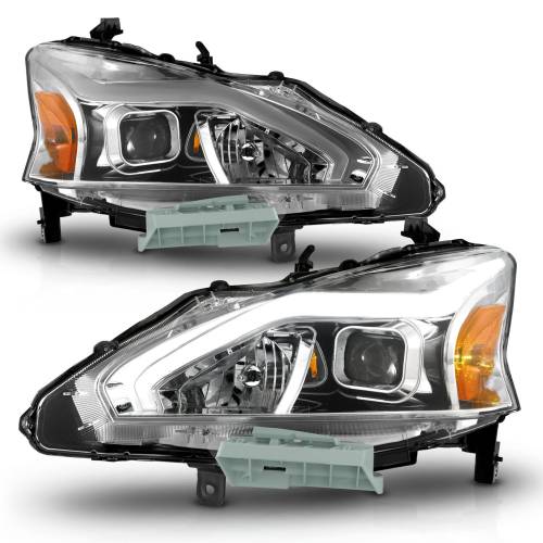 Anzo USA - 121570 | Anzo USA Projector Headlights w/ Light Bar Chrome Housing (2013-2015 Altima 4dr)