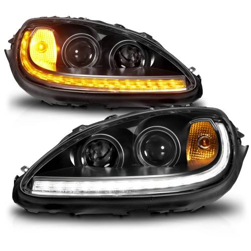 Anzo USA - 121571 | Anzo USA Projector Plank Style w/ switchback + sequential Led Headlight Black Amber (2005-2013 Corvette)