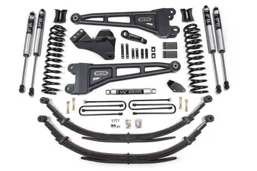 BDS Suspension - BDS1933FS | BDS Suspension 4 Inch Lift Kit With Radius Arm For Ford F-250/F-350 Super Duty 4WD | 2005-2007 | Diesel | Rear Lift Leaf Springs, Fox 2.0 Performance Series Shocks