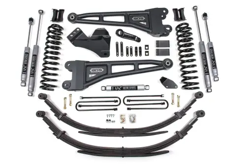 BDS Suspension - BDS1933H | BDS Suspension 4 Inch Lift Kit With Radius Arm For Ford F-250/F-350 Super Duty 4WD | 2005-2007 | Diesel | Rear Lift Leaf Springs, NX2 Nitro Series Shocks