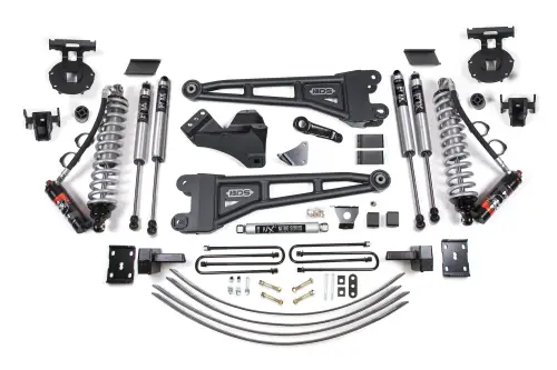 BDS Suspension - BDS1944FPE | BDS Suspension 6 Inch Lift Kit With Radius Arm & Fox 2.5 Performance Elite Coil-over Conversion For Ford F-250/F-350 Super Duty 4WD | 2005-2007 | Diesel | Rear Lift 4 Inch Block Kit + Add A Leaf Without Overload