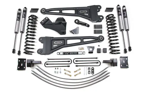 BDS Suspension - BDS1944FS | BDS Suspension 6 Inch Lift Kit With Radius Arm For Ford F-250/F-350 Super Duty 4WD | 2005-2007 | Diesel | Rear Lift 4 Inch Block Kit + Add A Leaf Without Overload, Fox 2.0 Performance Series Shocks