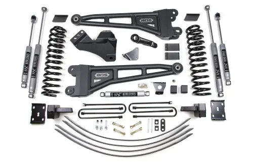 BDS Suspension - BDS1944H | BDS Suspension 6 Inch Lift Kit With Radius Arm For Ford F-250/F-350 Super Duty 4WD | 2005-2007 | Diesel | Rear Lift 4 Inch Block Kit + Add A Leaf Without Overload, NX2 Nitro Series Shocks