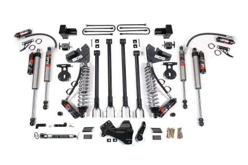 BDS Suspension - BDS1965FPE | BDS Suspension 4 Inch Lift Kit With 4 Link & Fox 2.5 Performance Elite Coil-over Conversion For Ford F-250/F-350 Super Duty 4WD | 2017-2019 | Diesel | Rear Lift 5 Inch Block With 3 Leaf Main, Fox 2.5 Performance Elite