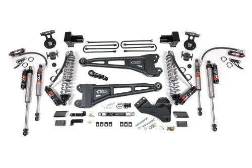 BDS Suspension - BDS1966FPE | BDS Suspension 4 Inch Lift Kit With 4 Link, Radius Arm & Fox 2.5 Performance Elite Coil-over Conversion For Ford F-250/F-350 Super Duty 4WD | 2017-2019 | Diesel | Rear Lift 5 Inch Block With 3 Leaf Main, Fox 2.5 Performance Elite