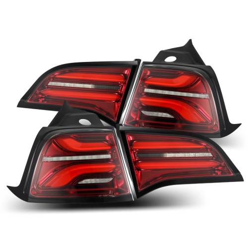 AlphaREX - 601020 | AlphaRex PRO-Series LED Tail Lights For Tesla Model 3 (2017-2023) / Model Y Without Stock Amber Turn Signal (2020-2024) | Red Smoke