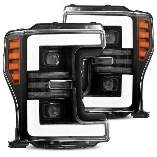 AlphaREX - 880108 | AlphaRex PRO-Series Halogen Projector Headlights For Ford F-250 / F-350 / F-450 / F-550 Super Duty (2017-2019) | Jet Black