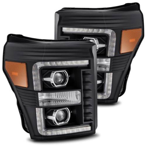 AlphaREX - 880142 | AlphaRex PRO-Series Halogen Projector Headlights For Ford F-250 / F-350 / F-450 / F-550 Super Duty (2011-2016) | Black