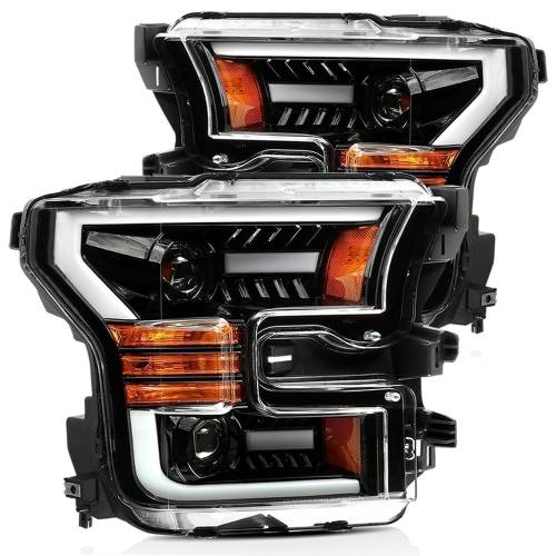 AlphaREX - 880158 | AlphaRex PRO-Series Halogen Projector Headlights For Ford F-150 (2015-2017) | Jet Black