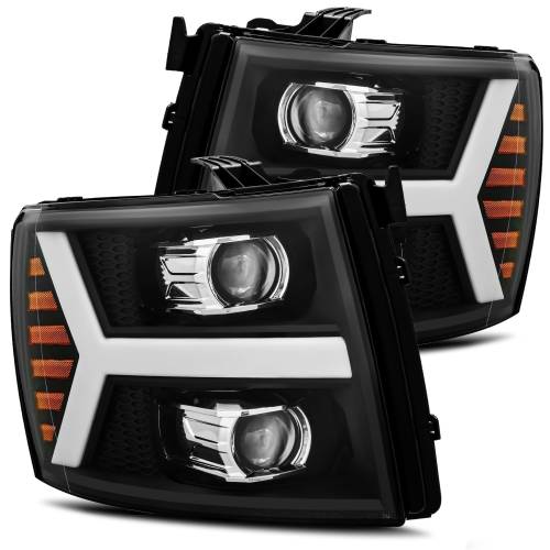 AlphaREX - 880205 | AlphaRex PRO-Series Halogen Projector Headlights For Chevrolet Silverado 1500 / 2500 HD / 3500 HD (2007-2013) | Black