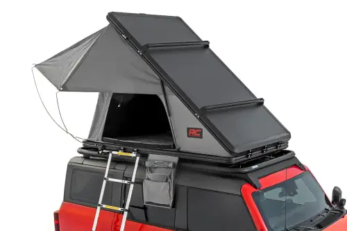 Rough Country - 99077 | Rough Country Hard Shell Low-Profile Aluminum Shell Roof Top Tent | Universal | Rack Mount With Bars Up To 3.5" Diameter