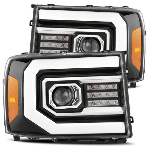 AlphaREX - 880605 | AlphaRex PRO-Series Halogen Projector Headlights For GMC Sierra 1500 / 2500 HD / 3500 HD (2007-2014) | Jet Black