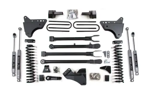 BDS Suspension - BDS544H | BDS Suspension 4 Inch Lift Kit With 4 Link For Ford F-250/F-350 Super Duty 4WD | 2008-2010 | Gas | Rear Lift Block Kit Without Factory Overload, NX2 Nitro Series Shocks