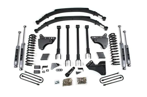 BDS Suspension - BDS551H | BDS Suspension 6 Inch Lift Kit With 4 Link For Ford F-250/F-350 Super Duty 4WD | 2008-2010 | Gas | Rear Lift Leaf Springs, NX2 Nitro Series Shocks