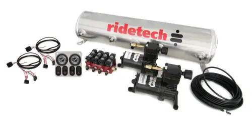 Ridetech - RT30154100 | RideTech Analog Air Ride Suspension Control System | 5 Gallon Dual Compressor-1/4? Valves