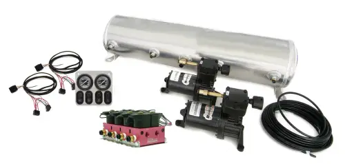 Ridetech - RT30154700 | RideTech Analog Air Ride Suspension Control System | 5 Gallon Dual Compressor-3/8? Big Red Valves