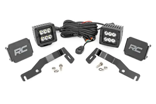 Rough Country - 72101 | Rough Country LED Ditch Light Kit For Toyota Tacoma (2024-2024) | Black Series With Spot Beam