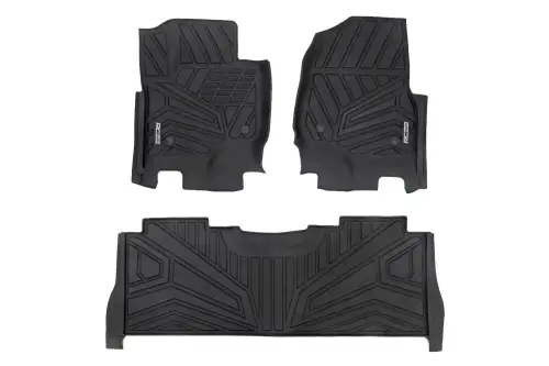 Rough Country - FF-51712 | Rough Country Flex-Fit Floor Mats For Ford F-250 / F-350 Super Duty (2017-2024) | Front & Rear