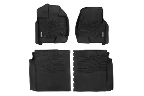 Rough Country - FF-51512 | Rough Country Flex-Fit Floor Mats For Ford F-150 (2015-2024) / Ford F-150 Lightning (2022-2024) / Raptor (2017-2024) | Front & Rear