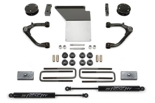 Fabtech Motorsports - FTSK1062M | Fabtech 3 Inch Uniball UCA System With Stealth Shocks (2007-2018 Silverado, Sierra 1500 2WD/4WD with OE Forged Steel Control Arms)