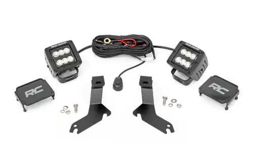 Rough Country - 82283 | Rough Country LED Ditch Light Kit For Chevrolet Silverado 1500 (1999-2006) | Black Series With Flood Beam