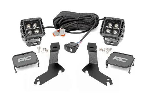 Rough Country - 82281 | Rough Country LED Ditch Light Kit For Chevrolet Silverado 1500 (1999-2006) | Black Series With Amber DRL