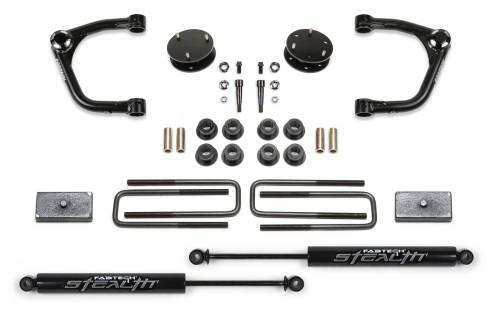 Fabtech Motorsports - FTSK1129M | Fabtech 3 Inch Uniball UCA System With Stealth Shocks (2019-2023 Silverado, Sierra 1500)