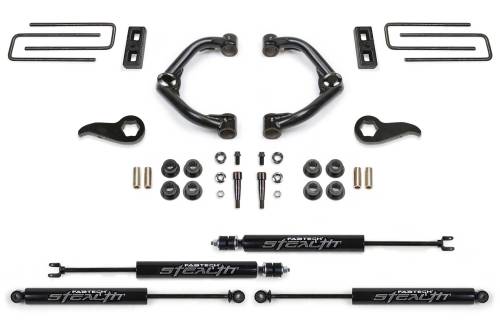 Fabtech Motorsports - FTSK1181M | Fabtech 3.5 Inch Uniball UCA Kit With Stealth Shocks (2020-2024 Silverado, Sierra 3500 4WD)