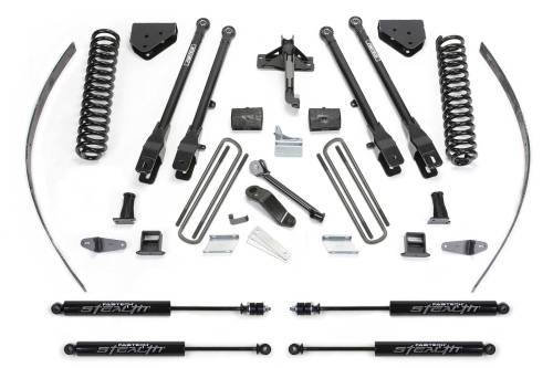 Fabtech Motorsports - FTSK2126M | Fabtech 8 Inch 4 Link System With Coils and Stealth Shocks (2008-2016 F250 Super Duty 4WD with Factory Overload)