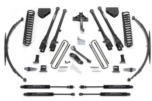 Fabtech Motorsports - FTSK2129M | Fabtech 8 Inch 4 Link System With Coils and Rear Leag Springs and Stealth Shocks (2008-2016 F250, F350 Super Duty 4WD)