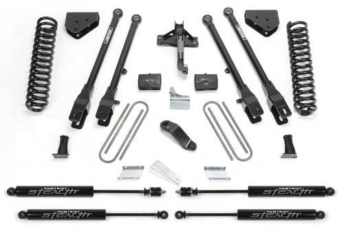 Fabtech Motorsports - FTSK2212M | Fabtech 4 Inch 4 Link System With Coils and Stealth Shocks (2008-2016 F250, F350 Super Duty 4WD)