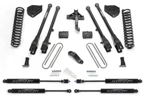 Fabtech Motorsports - FTSK2216M | Fabtech 4 Inch 4 Link System With Coils and Stealth Shocks (2017-2022 F250, F350 Super Duty 4WD Diesel)