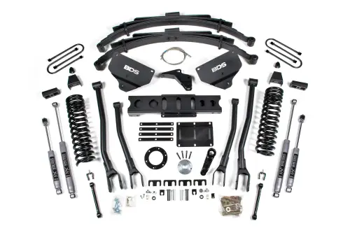 BDS Suspension - BDS1614H | BDS Suspension 8 Inch Lift Kit With 4 Link For Dodge Ram 3500 4WD (2013-2018) | Diesel | Rear Lift Leaf Springs, NX2 Nitro Series Shocks, 6 Bolt Indexing Ring