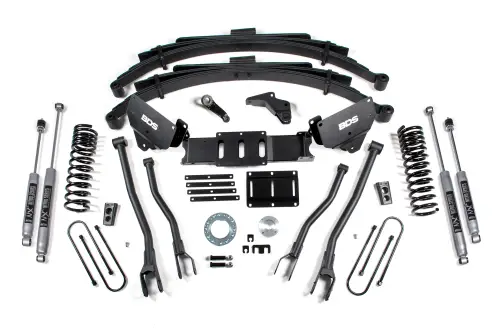 BDS Suspension - BDS1618H | BDS Suspension 6 Inch Lift Kit With 4 Link For Dodge Ram 3500 4WD (2013-2018) | Diesel | Rear Lift Leaf Spring, NX2 Nitro Series Shocks, 6 Bolt Indexing Ring