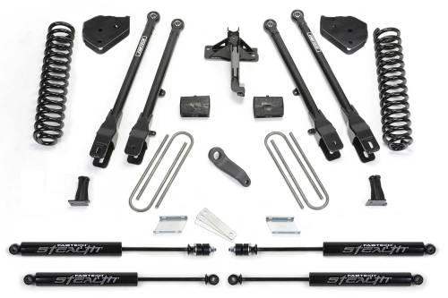 Fabtech Motorsports - FTSK2219M | Fabtech 6 Inch 4 Link System With Coils and Stealth Shocks (2017-2022 F250, F350 Super Duty 4WD Diesel)