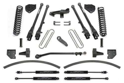 Fabtech Motorsports - FTSK2266M | Fabtech 8 Inch 4 Link System With Coils and Stealth Shocks (2017-2022 F250, F350 Super Duty 4WD Diesel)