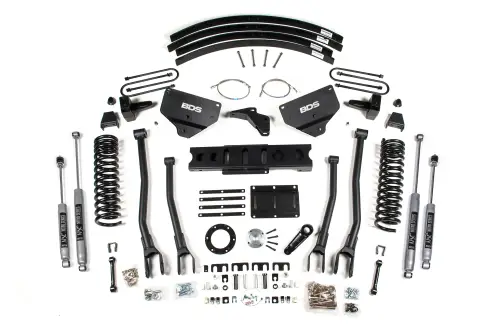 BDS Suspension - BDS1625H | BDS Suspension 8 Inch Lift Kit With 4 Link For Dodge Ram 3500 4WD (2013-2018) | Diesel | Rear Lift 5 Inch Block Kit & Add A Leaf, NX2 Nitro Series Shocks, 6 Bolt Indexing Ring