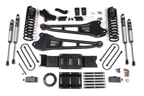 BDS Suspension - BDS1656FS | BDS Suspension 4 Inch Lift Kit With Radius Arm & 3 Inch Rear Block For Ram 3500 4WD (2019-2024) | Diesel | Rear Lift Without Factory Overload Leaf, 6 Bolt Indexing Ring, Fox 2.0 Performance Series Shocks