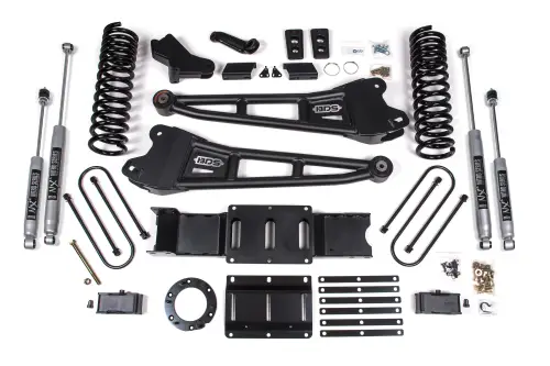 BDS Suspension - BDS1656H | BDS Suspension 4 Inch Lift Kit With Radius Arm & 3 Inch Rear Block For Ram 3500 4WD (2019-2024) | Diesel | Rear Lift Without Factory Overload Leaf, 6 Bolt Indexing Ring, NX2 Nitro Series Shocks